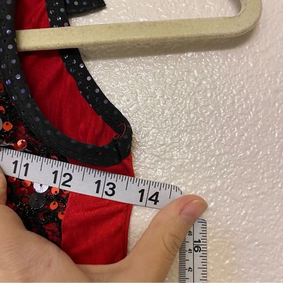 A Wish come true Dance costume red biketard full zip sequin jazz tap child IMC - Picture 5 of 8